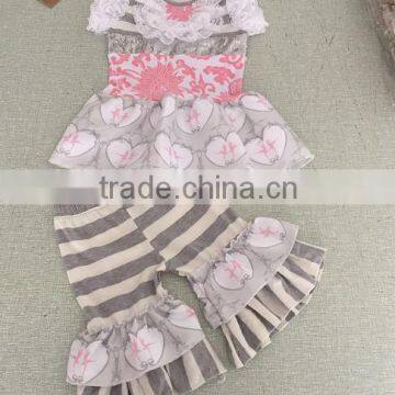 2016 wholesale 100% cotton material girls boutique summer clothing