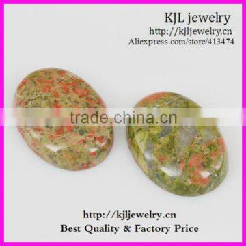 KJL-BD5345 Wholesale Natural flatback egg shape unakite Gemstones lose beads 7X18X25mm