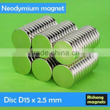 D15x2.5mm Thick Neodymium Magnets Neodymium Iron Boron Magnet
