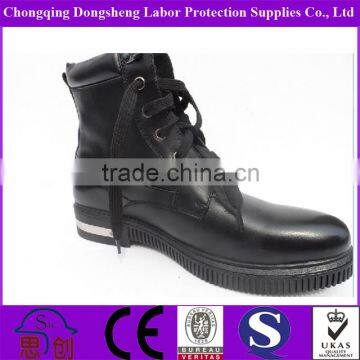 cheap black leather police boots