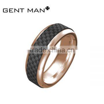 8mm rose gold plated titanium carbon fiber ring engagement couple ring