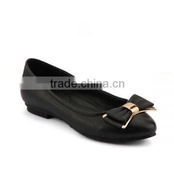 Genuine leather women work shoes lovely butterfly knot black ladies casual shoes simple ladies relax shoes