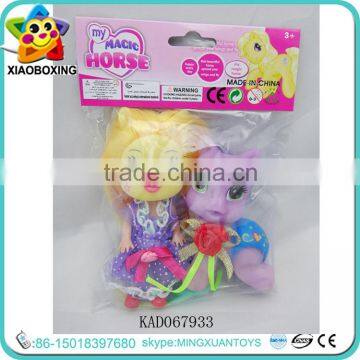 Yellow Hair Girl And Horse Combination Set Doll