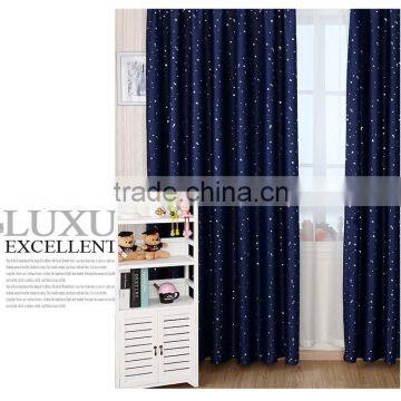 High quality navy blue printed blackout fabric designs for window curtain treatment