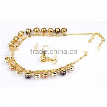 Fashion Necklace Earrings Jewelry Sets Crystal Gold Plated Big Simulated Pearl Wedding Party Jewelry For Women photo-4