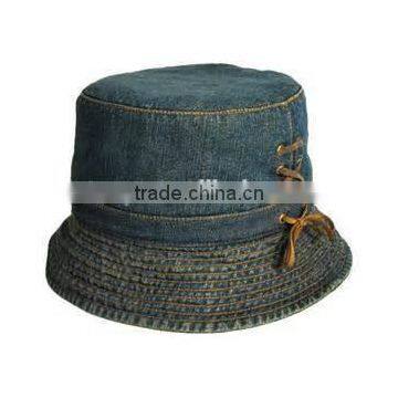 2014 fashion custom design cheap 100% cotton lady leisure denim bucket hat