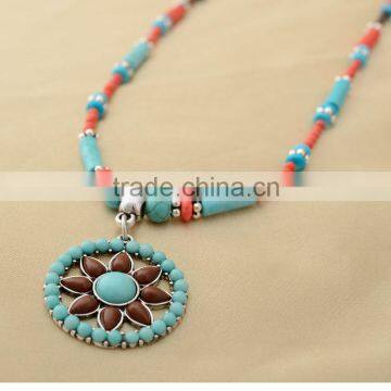 alloy resin NECKLACE PENDANT TURQUOISE sweater chain