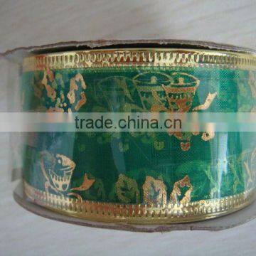 printed Christmas organza binding tape