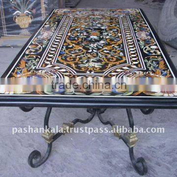 Intricate Marble Inlay Dining Table