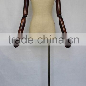 female upper body dress forms with wooden arms & different base