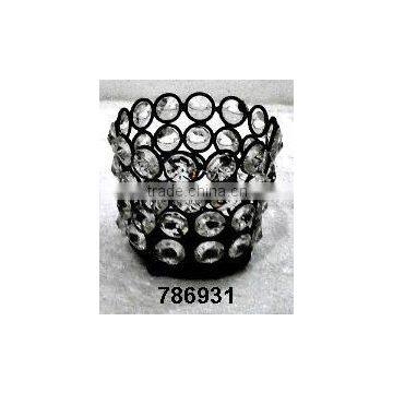 Iron & Glass Crystal Beads Votive Tealight Candle Holder