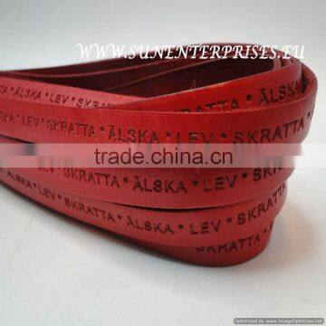 Flat Nappa Leather cords with name -10mm red