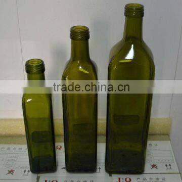Square Green Glass Olive Oil Bottle