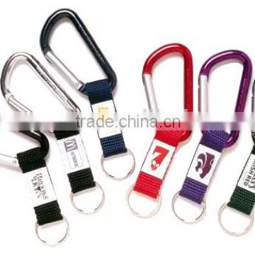 classic aluminum carabiner clip with leather lanyard metal carabiner with keyring