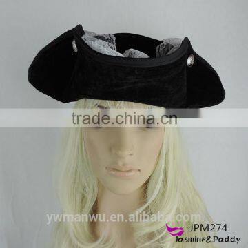 Pirate of the Caribbean Hat Pirate Hat White Lace Triangle Ostrich Hair photo-2