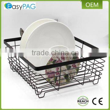 Wholesale fancy design black colored kitchen unique iron small sink dish rack