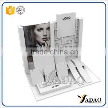 Small customized free design window white acrylic jewellery display cabinets