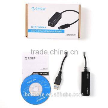 2015 hot adaptor UTL-U3 USB 3.0 male A to RJ45 LAN adapter, ethernet adaptor with USB3.O male