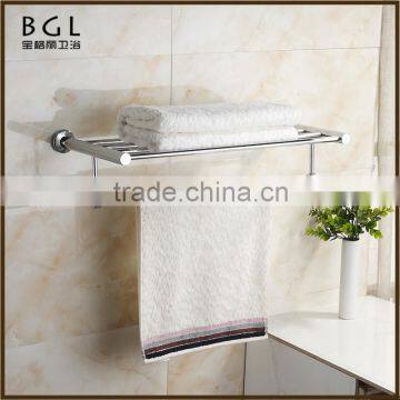 Elegant Popular Unique Design Stainless Steel Polished Chrome Bathroom Sanitary Items Wall Mounted Bathroom Towel Shelf