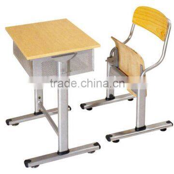 wood school chair and desk