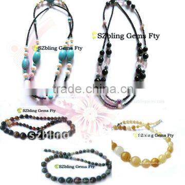 Costume jewelry-Factory price fashion handmade gemstone necklaces(Amethyst,Agate,Aventurine,etc)