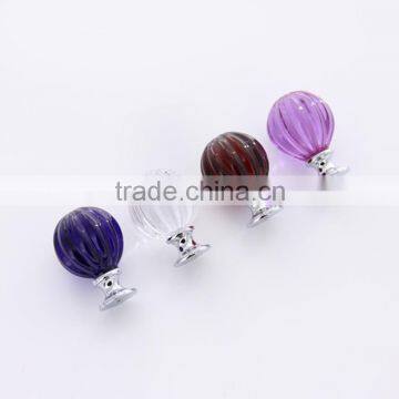 1 7/9 Inch Honey Amber Pumpkin Shape Brass Base Glass Pull Knobs photo-6