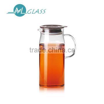 China supplier glass water pot juice pot with plastic lid borosilicate glass