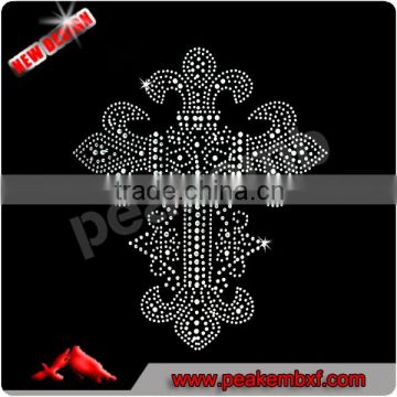 Best Quality Rhinestone Heat Transfer Cross Faith Rhinestone Motif Design for Clothing