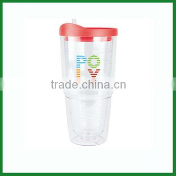 double wall plastic tumblers with straw 16oz