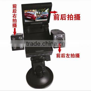 double camera car DVR dual camera car black box with 90 degrees wide angle lens