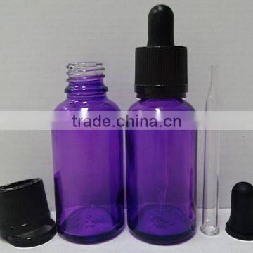 30ml purple glass eliquid bottles with CRC & TE dropper caps