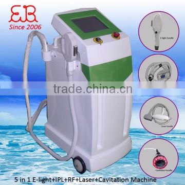 USA popular 5 in 1 vertical elight+ipl+rf+cavitation+laser for hair removal/weight loss/tattoo removal