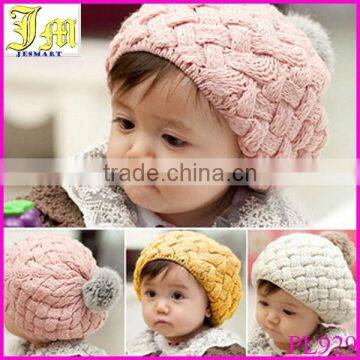 Hot Selling Kids Girls Baby Handmade Hat Crochet Knitting Beret Hats Caps Cute Winter Beanie