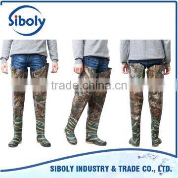 foldable camo semi transparent pvc thigh high boots with soft outsole used as durable rice farming planting working boots