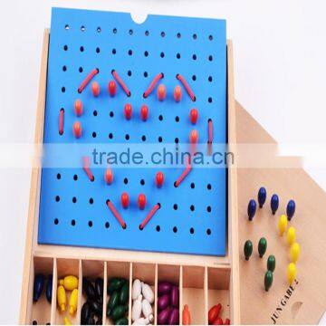 Kingdergarten wooden education toy Froebel Jun Gabe2 teaching AIDS early learning tool colorful beads