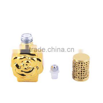 Flower Rose Shaped UV Gel Colored Empty Refill Perfume Glass Spray Bottle With Metal Alloy Cap photo-2