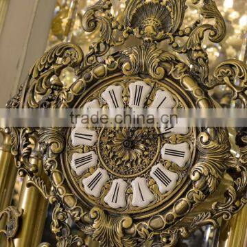 Antique Copper Clock With Crystal Column, 19th Century French Gilded Bronze Clock photo-5