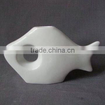 elegant wholesale pure white fish shape stoneware bud vase small decorative flower vase white mini bud vase