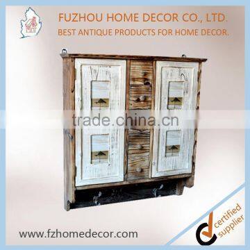 Antique Wooden Kitchen Cabinet, Vintage Wooden Cupboard With 4 Photo Openings