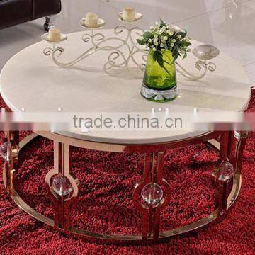 C366-1 stainless steel marble coffee table