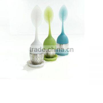 Durable Food Standard Silicone Tea Filter with Stainless Steel tea Ball