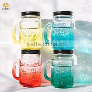 Embossed Drinking Glass Mason Jar for Beverage