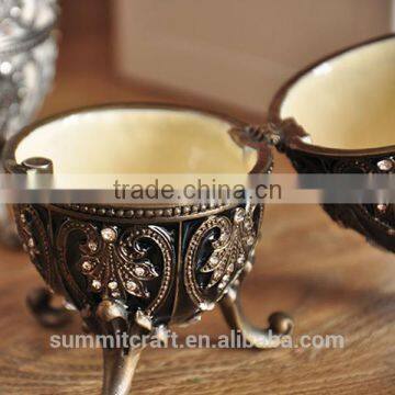 Antique Russian Easter Eggs Alloy Jeweled Trinket Box photo-5