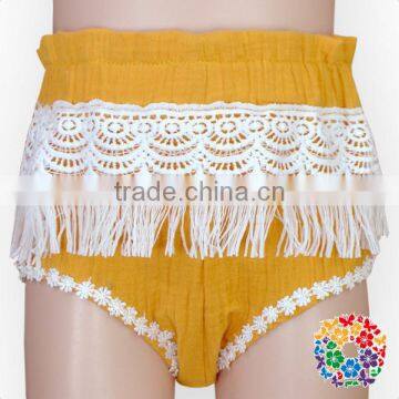 Orange Cotton Ruffle High Waist Lace Fringe Baby Bloomers Wholesale photo-2