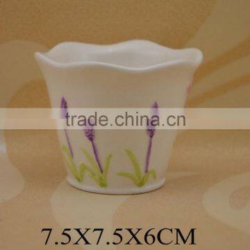 hand painted lavender shape ceramic fragrance oil burner with tealight candle