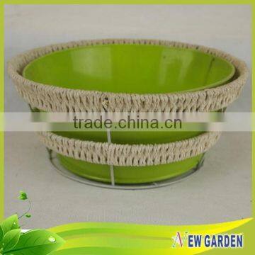 Garden Wholesale Rattan Woven Metal Frame Outdoor Oval Planter Flower Pots photo-5