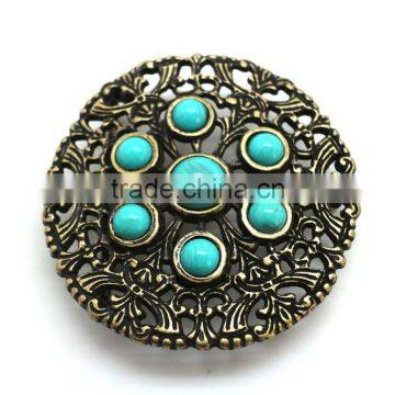 3.5 Inch Round Hot Sale Embellished Buckle for Belts, Zinc Alloy Embellishment Design With Turquoise photo-5
