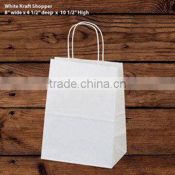 White Kraft Paper Bags with twisted paper handles