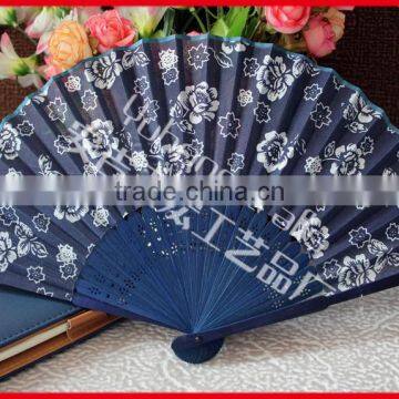 Dark Blue Fabric Hand Held Fan for Ladies photo-5