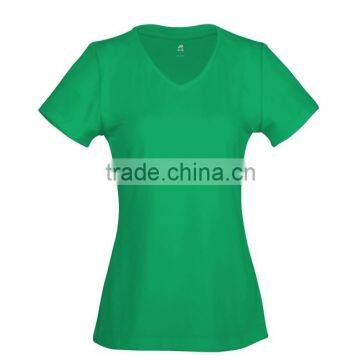 shanghai distributer short sleeve v-neck collar embroidered fiber t-shirt